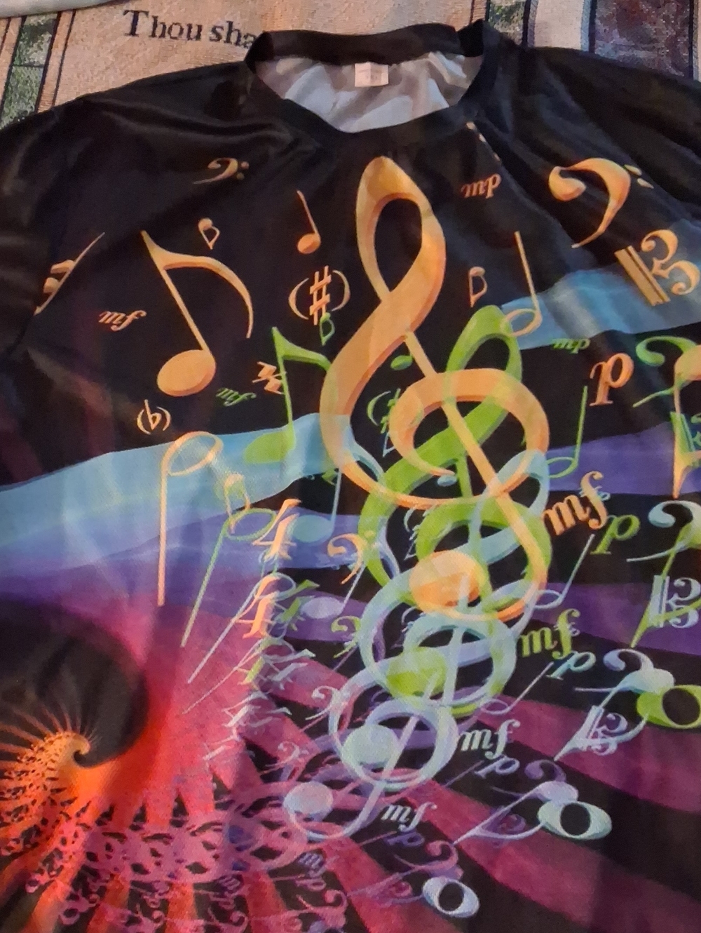 Mens Black Music Notes Graphic Tee